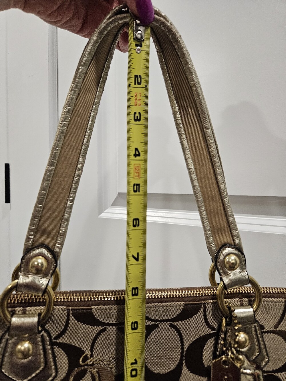 Coach Poppy Signature Hearts Glam Tote 18711 Khaki Gold RARE - Picture 15 of 15